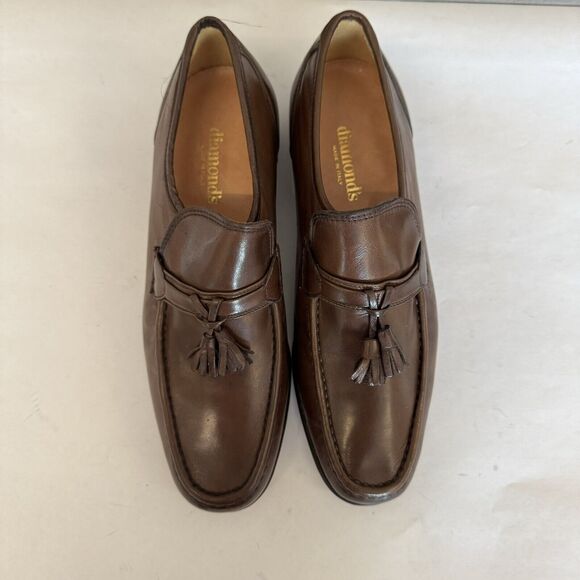 Diamond’s Italy Brown Buttery Soft Leather Tassel Tie Slip On Loafers Men 9 New - Picture 6 of 16